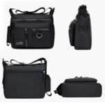 Men's Black Multi-pocket Nylon Crossbody Messenger Bag – - Image 4