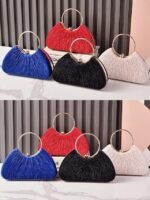 Women's Christmas Party Velvet Handbag – Elegant Red, - Image 4