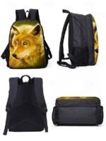 Men's 3-Piece Wolf Design Backpack Set - Durable, Trendy - Image 7