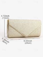 Women's Gold Glitter Envelope Clutch with Chain Strap – - Image 5