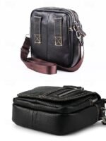 Men's genuine leather messenger bag with zipper pocket, - Image 6