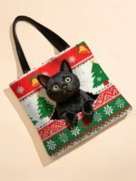 Women's Christmas Tote Bag, Green Snowflake and Fair Isle - Image 9