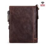 Men's Vintage Leather Wallet – Bifold Zipper Wallet with - Image 8
