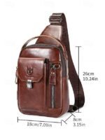 Men's Brown Leather Crossbody Sling Bag with Multiple - Image 7