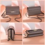 Women's Black Crossbody Wallet Bag with Gold Accents and - Image 8