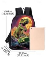 Kids' 3-Piece Dinosaur Backpack Set with Lunch Bag and - Image 8