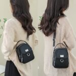 Women's Black Nylon Crossbody Bag with Silver Hardware and - Image 8