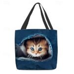 Women's Cute Kitten Print Tote Bag - Durable Canvas - Image 9