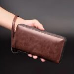 Men's Faux Leather Zipper Wallet with Multiple Card Slots - Image 2