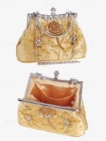 Women's Vintage Green Velvet Handbag with Beaded Floral - Image 3