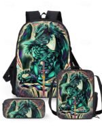 Boys' dragon themed three-piece backpack set, Including