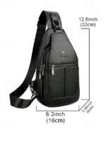 Men's Faux Leather Sling Chest Bag with USB Charging Port, - Image 14
