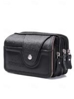 Men's Leather Belt Bag Wallet – Genuine Leather, Black - Image 10
