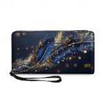 Women's Large Capacity Wallet with Gilded Feather Print, - Image 4