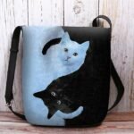 Yin Yang Cat Design Crossbody Bag - Artistic Black and White Cat - Image 10