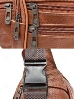 Men's Genuine Leather Waist Bag – Multi-Pocket Crossbody - Image 10