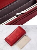 Women's Crocodile Pattern Faux Leather Long Wallet with - Image 9