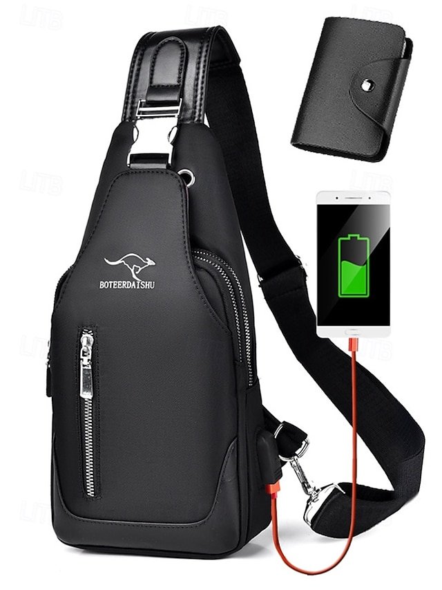 iamtmr1765876043130 Men's Waterproof Oxford Cloth Sling Bag with USB Charging - Image 1