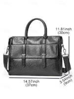 Men's Black Leather Tote Briefcase - Large Business Tote - Image 10