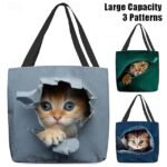 Women's Cute Kitten Print Tote Bag - Durable Canvas
