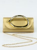 Women's Metallic Evening Clutch Bag with Gold Handle, - Image 16