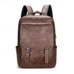 Men's Vintage Faux Leather Backpack – Large Capacity
