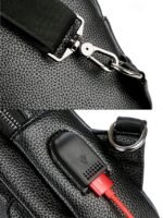 Men's Faux Leather Sling Chest Bag with USB Charging Port, - Image 13