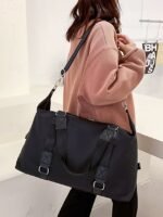 Women's Fashion Pink Nylon Duffel Bag - Multifunctional - Image 14