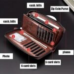 Men's Faux Leather Zipper Wallet with Multiple Card Slots - Image 4
