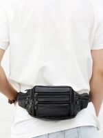 Men's Genuine Leather Waist Bag – Multi-Pocket Crossbody - Image 2