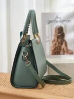 Women's Embroidered Faux Leather Handbag with Scarf Accent - Image 6