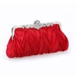 Women's White Satin Pleated Evening Clutch – Elegant - Image 9