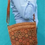 Boho Vintage Crossbody Bag with Geometric Patterns - Lightweight