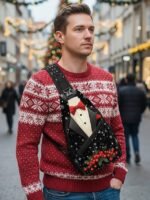 Men's Christmas Sling Bag - Polyester, Multi-Pattern - Image 4