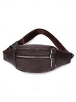 Men's Genuine Leather Fanny Pack - Large Capacity, Black - Image 13