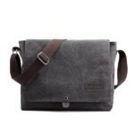 Men's Brown Canvas Messenger Bag with Adjustable Shoulder - Image 3