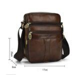 Men's Brown Leather Crossbody Bag with Multiple Zipper - Image 6