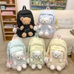 Girls' Yellow and Pink School Backpack with Plush Teddy - Image 15