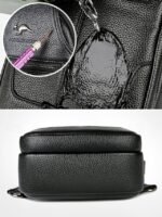 Men's Faux Leather Sling Chest Bag with USB Charging Port, - Image 11