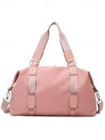 Women's Fashion Pink Nylon Duffel Bag - Multifunctional - Image 4