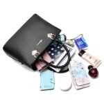 Women's Elegant White Faux Leather Handbag with Gold - Image 8