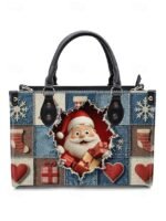 Women's Christmas Tote Bag - Faux Leather, Santa and - Image 17