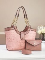 Women's 2-Piece Faux Leather Crocodile Tote Bag Set – - Image 14