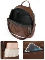 Women's Brown Faux Leather Mini Backpack – - Image 6