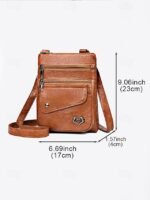 Women's Faux Leather Crossbody Bag with Multiple Zipper - Image 9