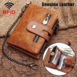 Men's Vintage Leather Wallet – Bifold Zipper Wallet with