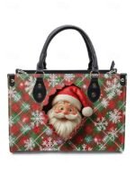 Women's Christmas Tote Bag - Faux Leather, Santa and - Image 18