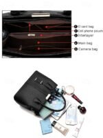 Women's Faux Leather Handbag with Adjustable Strap, - Image 9