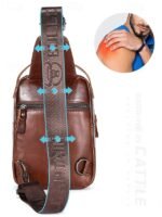 Men's Brown Leather Crossbody Sling Bag with Multiple - Image 4