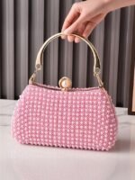 Women's Pearl Beaded Evening Clutch Bag with Gold Handle, - Image 13